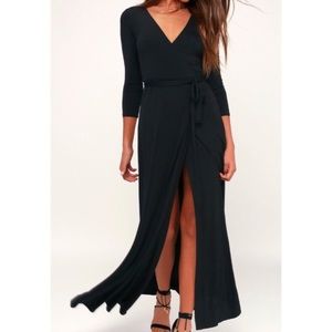 NWT Lulu’s Sexy Wrap Black Maxi Dress
